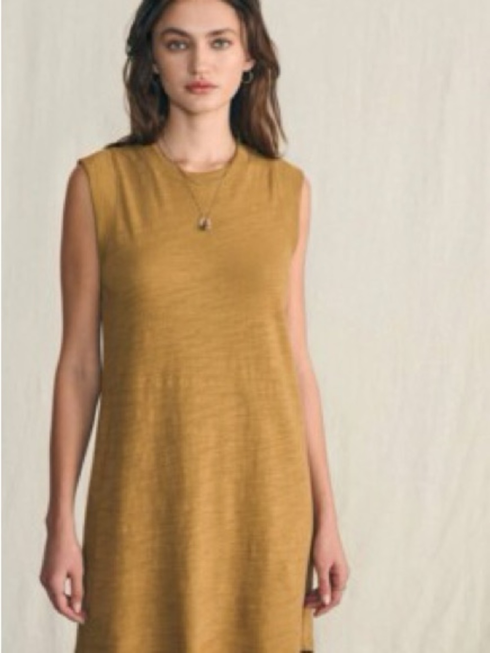 Faherty Sleeveless Mini Dress in Mustard